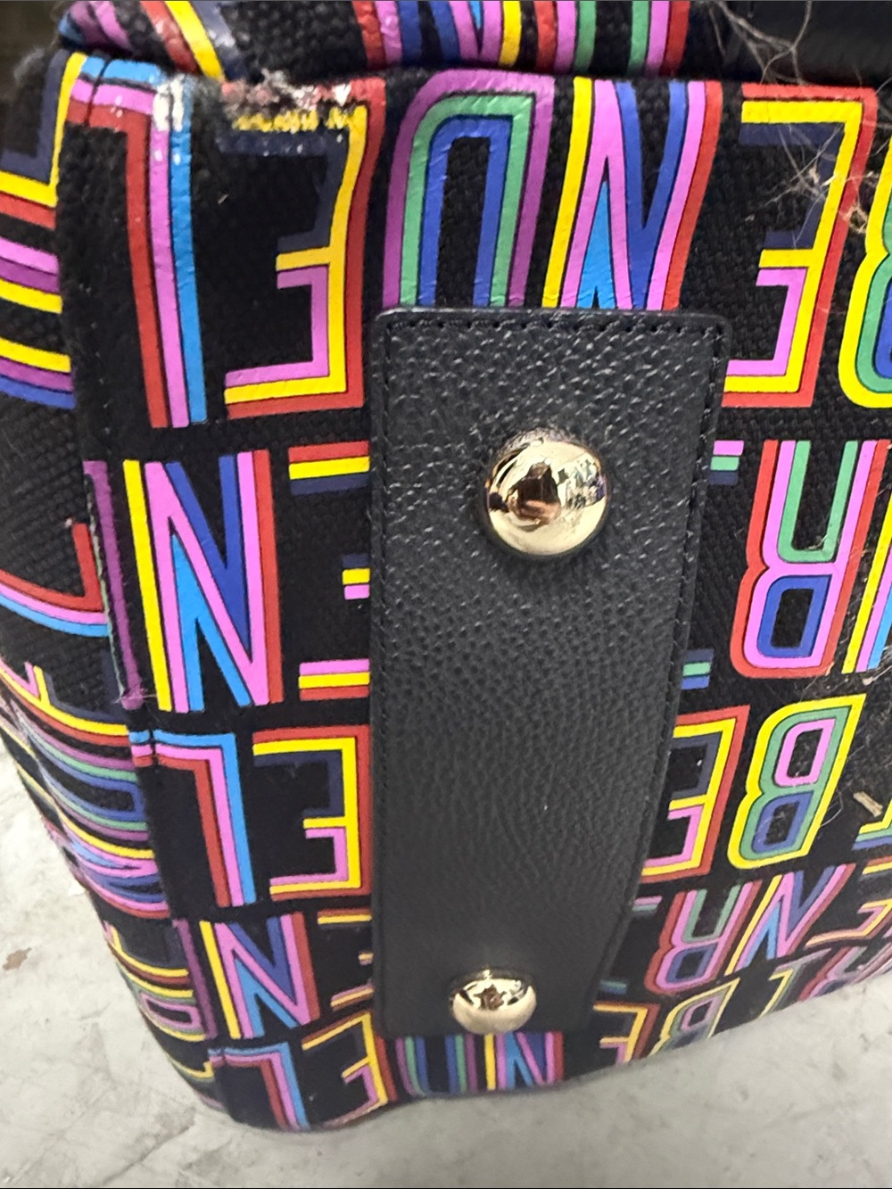 henri bendel x Steven Wilson Black Multicolor Logo Leather Duffle NWT - Picture 15 of 15